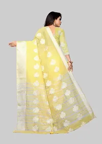 Stylish Yellow Cotton Silk Saree With Blouse Piece For Women-thumb1