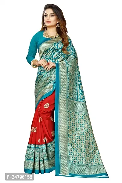 Beautiful Green Art Silk Self Pattern Saree with Blouse Piece For Women-thumb0