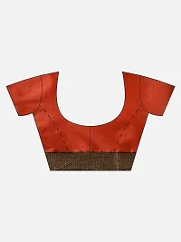 Stylish Red Cotton Blend Woven Design Saree with Blouse piece For Women-thumb1