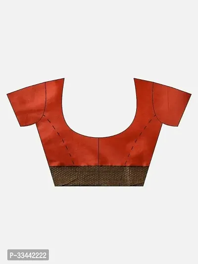 Stylish Red Cotton Blend Woven Design Saree with Blouse piece For Women-thumb2