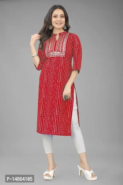 Attractive Red Cotton Kurti For Women-thumb0