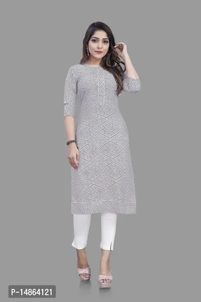 Attractive Grey Cotton Kurti For Women-thumb0