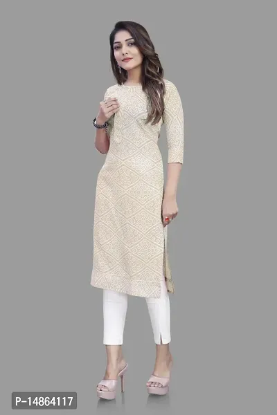 Attractive Cream Cotton Kurti For Women-thumb2