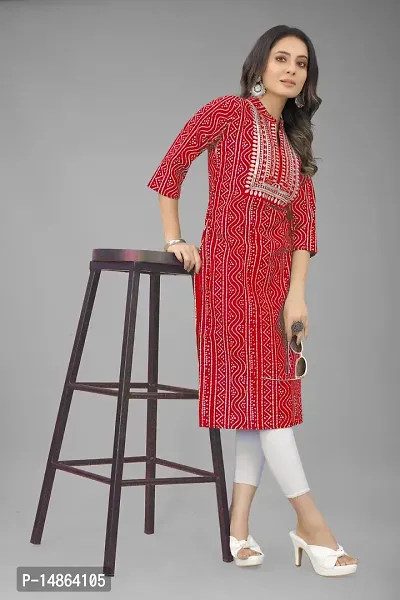 Attractive Red Cotton Kurti For Women-thumb3