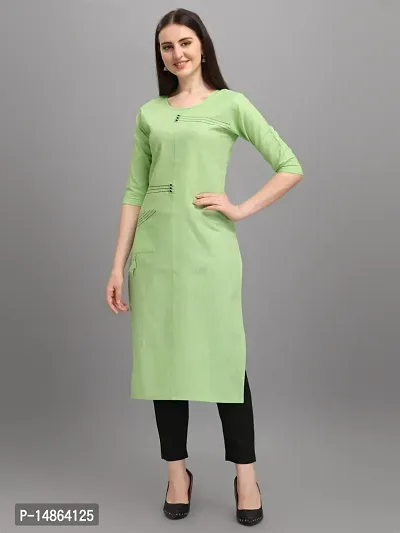 Attractive Green Cotton Kurti For Women-thumb0