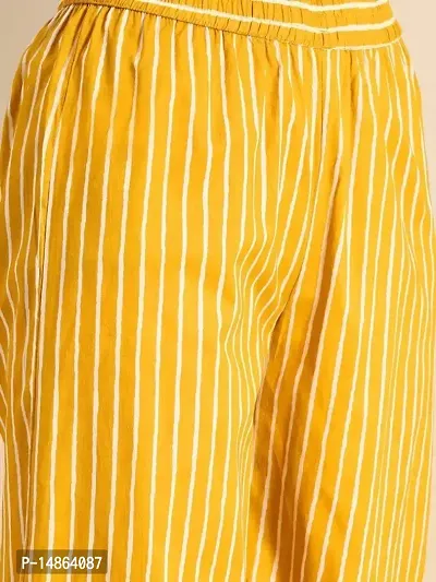 Attractive Yellow Cotton Kurti Bottom Set For Women-thumb5