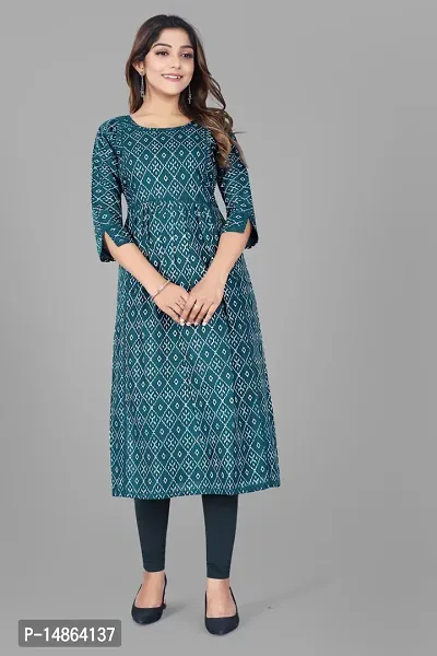 Attractive Blue Cotton Kurti For Women-thumb0