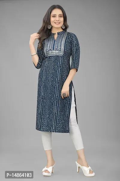 Attractive Navy Blue Cotton Kurti For Women-thumb2