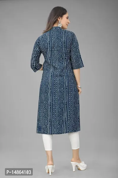 Attractive Navy Blue Cotton Kurti For Women-thumb5