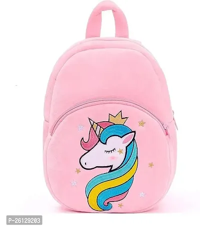 Stylish Pink Cartoon Plush School Backpack Bag For Kids