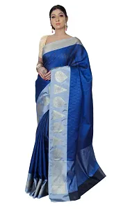 Stylish Navy Blue Art Silk Saree with Blouse piece For Women-thumb1