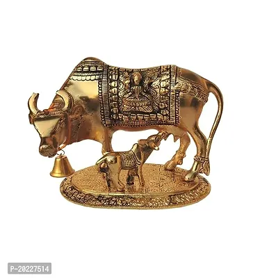 Home decor Golden Cow design made by aluminium zinc -oxide with Golden Polish Metal Statue Showpiece Decorative Figurine Home Interior Decor Products.Pack -1 piece-thumb0