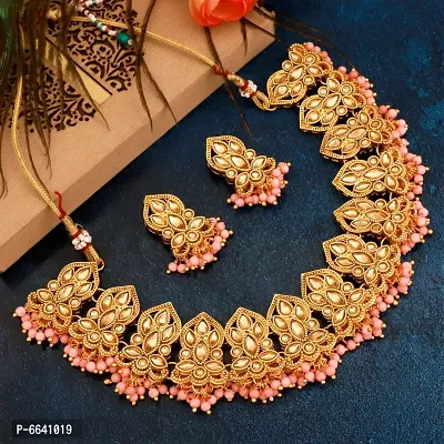 Pink Necklace Jewellery Choker Set For Women