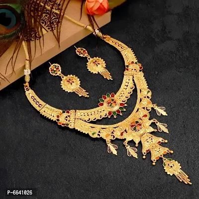 Golden Meena Choker Necklace Jewellery Set For Women-thumb5