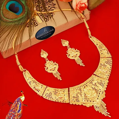 Golden Meena Choker Necklace Jewellery Set