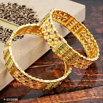 Classic Ad Stone Studded Bangles For Women-thumb0