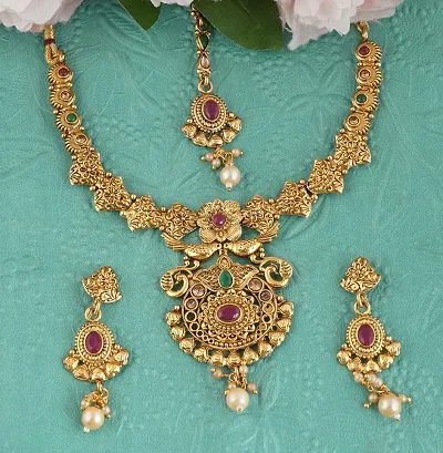 Gold Plated Copper Artificial Stone Jewellery Sets