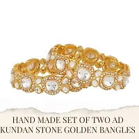 Mansiyaorange Set Of Two Golden Color Big Kundan Stone Bangles For Women-thumb2