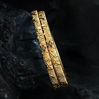 Classic Two Golden Plated Multicolor Meena Bangle Bangdi Chudi For Women-thumb2