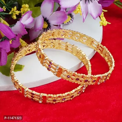 Elegant Multicoloured Copper American Diamond Bangles For Women-thumb2