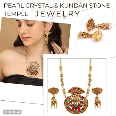 Sparkling Golden Copper Pearl Jewellery Set For Women-thumb5