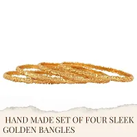 Elegant Set Of Four Daily Use Gold Plated Bangles For Women-thumb2