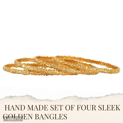 Elegant Set Of Four Daily Use Gold Plated Bangles For Women-thumb3