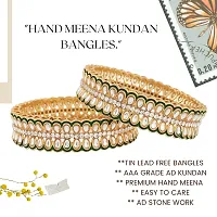 Classic Two Gold Plated Multicolor Meena Ad Kundan Bangles Bangdi Chudi For Women-thumb1
