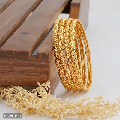 Elegant Set Of Four Daily Use Gold Plated Bangles For Women-thumb0