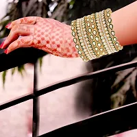 Classic Set Of Six Gold Plated Multicolor Meena Ad Kundan Bangles Bangdi Chudi For Women-thumb3