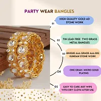 Mansiyaorange Set Of Two Golden Color Big Kundan Stone Bangles For Women-thumb1