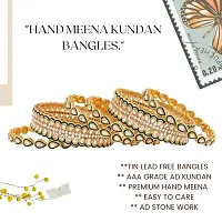 Classic Set Of Six Gold Plated Multicolor Meena Ad Kundan Bangles Bangdi Chudi For Women-thumb1