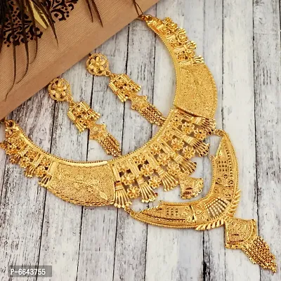 Mansiyaorange One Gram Gold Heavy Choker Haar Necklace Imitation/ Jewelery/Jualry/Jwellry/Jewellery Set For Women-thumb0