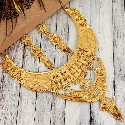 Mansiyaorange One Gram Gold Heavy Choker Haar Necklace Imitation/ Jewelery/Jualry/Jwellry/Jewellery Set For Women