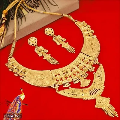 Mansiyaorange One Gram Gold Heavy Choker Haar Necklace Imitation/ Jewelery/Jualry/Jwellry/Jewellery Set For Women-thumb2