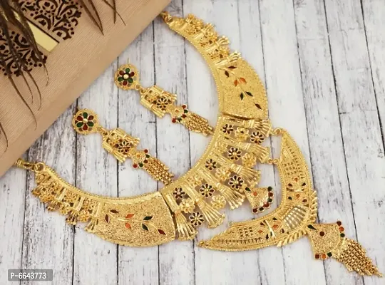 Mansiyaorange One Gram Gold Multi Heavy Choker Haar Necklace Imitation/ Jewelery/Jualry/Jwellry/Jewellery Set For Women-thumb0