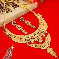Mansiyaorange One Gram Gold Multi Heavy Choker Haar Necklace Imitation/ Jewelery/Jualry/Jwellry/Jewellery Set For Women-thumb1