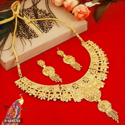 Mansiyaorange One Gram Gold Heavy Choker Haar Necklace Imitation/ Jewelery/Jualry/Jwellry/Jewellery Set For Women-thumb2