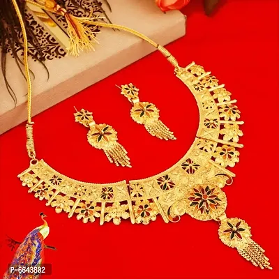 Mansiyaorange One Gram Gold Multi Heavy Choker Haar Necklace Imitation/ Jewelery/Jualry/Jwellry/Jewellery Set For Women-thumb2