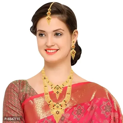 Mansiyaorange One Gram Gold Multi Bridal Long Rani Haar Necklace Imitation/ Jewelery/Jualry/Jwellry/Jewellery Set For Women-thumb2