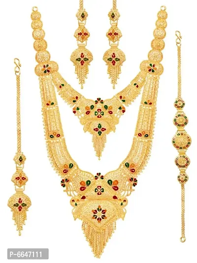 Mansiyaorange One Gram Gold Multi Bridal Long Rani Haar Necklace Imitation/ Jewelery/Jualry/Jwellry/Jewellery Set For Women-thumb3