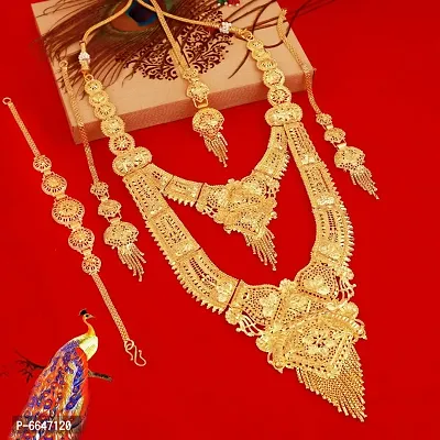 Mansiyaorange One Gram Gold Long Rani Haar Bridal Necklace Imitation/ Jewelery/Jualry/Jwellry/Jewellery Set For Women-thumb0