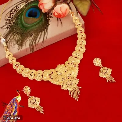 Mansiyaorange Golden Colour Choker Jwelery/jwellery/jualry Necklace Jewelry Set For Women-thumb0