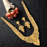Mansiyaorange Maa Lakshmi Gold Plated Long Haram Necklace  Temple Jewellery Set  for Women and Girls-thumb1