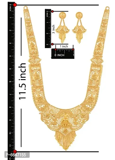 Mansiyaorange Maa Lakshmi Gold Plated Long Haram Necklace  Temple Jewellery Set  for Women and Girls-thumb5