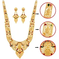 Mansiyaorange  Maa Lakshmi Gold Plated Long Haram Necklace Temple Jewellery Setfor Women and Girls-thumb2