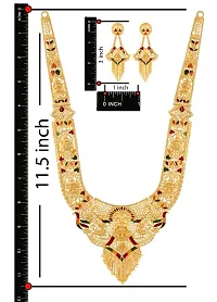 Mansiyaorange  Maa Lakshmi Gold Plated Long Haram Necklace Temple Jewellery Setfor Women and Girls-thumb4