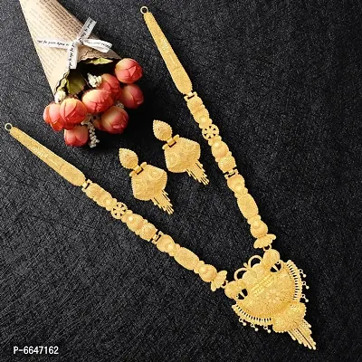 Mansiyaorange One Gram Gold Long Rani Haar Necklace Imitation/ Jewelery/Jualry/Jwellry/Jewellery Set For Women-thumb0