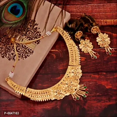 Mansiyaorange One Gram Gold Forming Choker Haar Necklace Imitation/ Jewelery/Jualry/Jwellry/Jewellery Set For Women-thumb0