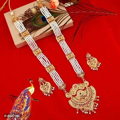 Mansiyaorange Pearl A D Golden Long Necklace/Jwelery/jwellery/jualry Necklace Jewelry Set For Women